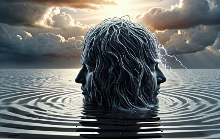 The Journey to Inner Peace**
A person, initially surrounded by a visual representation of chaotic, racing thoughts and anxious energy (e.g., stormy clouds, blurred lines), gradually transitions into a state of profound calm and clarity, achieved through focused, deep breathing. The visual shifts to serene, flowing light or gentle ripples emanating from them. Emphasize the transformation from inner turmoil to tranquility. *Realistic, contemplative, soft lighting, serene atmosphere.*
2. **