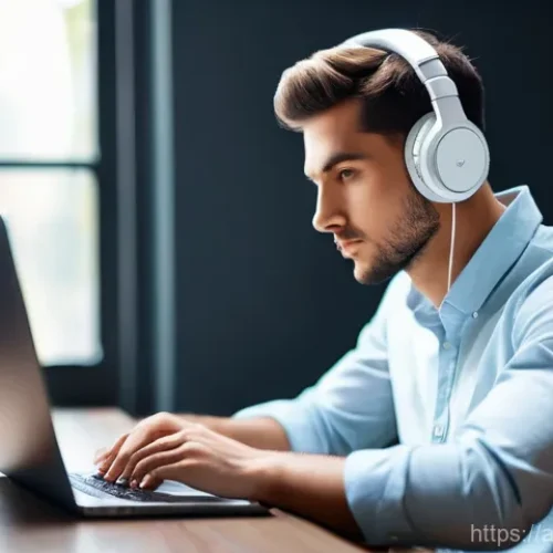 Home 25 뇌파 조절을 위한 바이노럴 비트 사용법 - **Prompt 1: Enhanced Focus and Productivity**
A young man, approximately 20-25 years old, sits a...