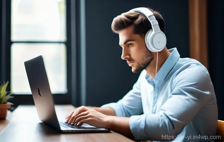 뇌파 조절을 위한 바이노럴 비트 사용법 - **Prompt 1: Enhanced Focus and Productivity**
    A young man, approximately 20-25 years old, sits a...