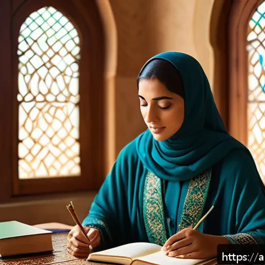 뇌파 조절을 위한 비주얼라이제이션 기법 - A serene Middle Eastern study room bathed in soft natural light filtering through ornate lattice win...